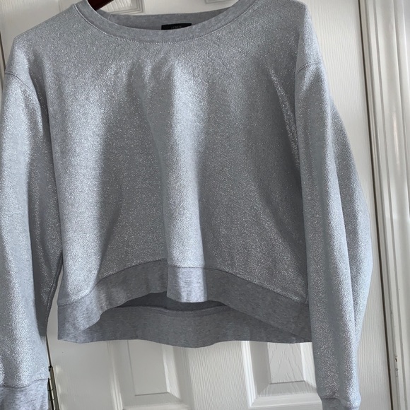 EUC J CREW Wmns Metallic Silver Sweatshirt XL - Picture 4 of 6